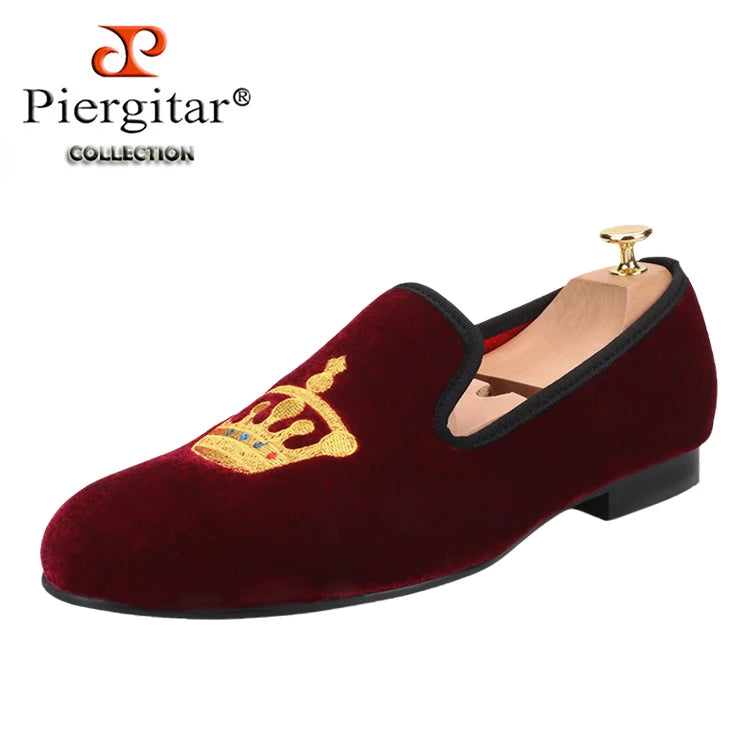 Loafers Velours Broderie Couronne Homme – CLEVI Paris