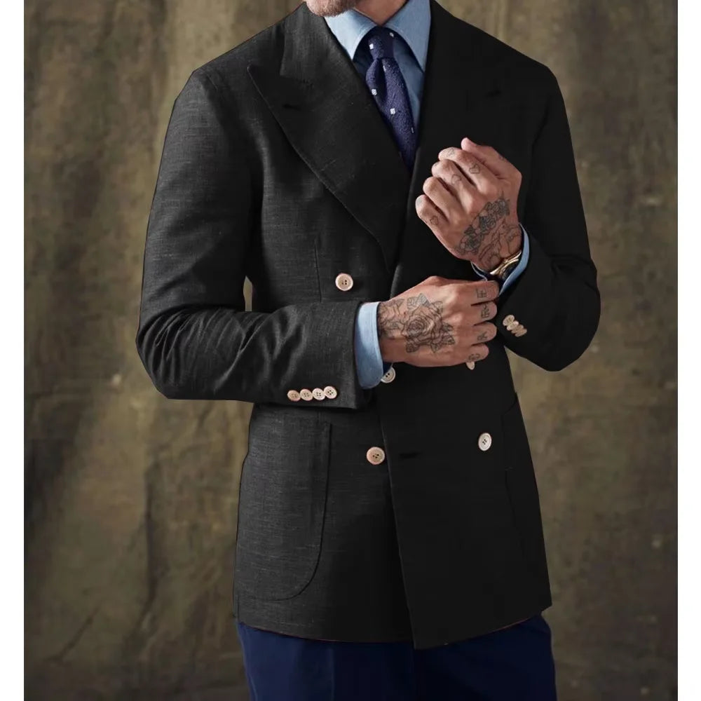 Blazer croisé lin et coton homme – CLEVI Paris