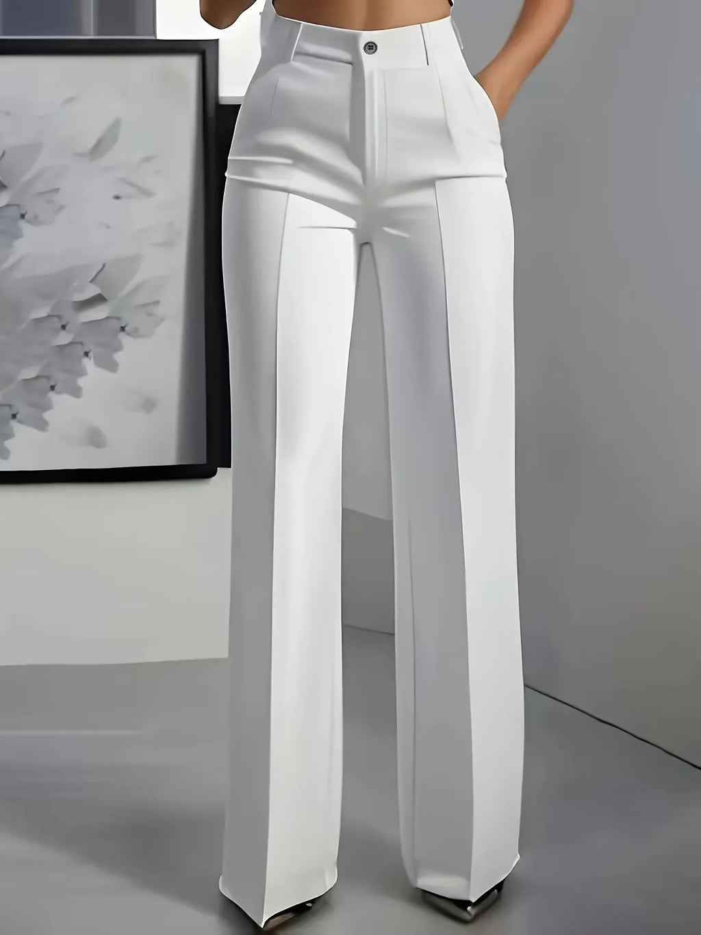 Pantalon Tailleur Femme Taille Haute Coupe Droite Drapée 17 Coloris – CLEVI Paris