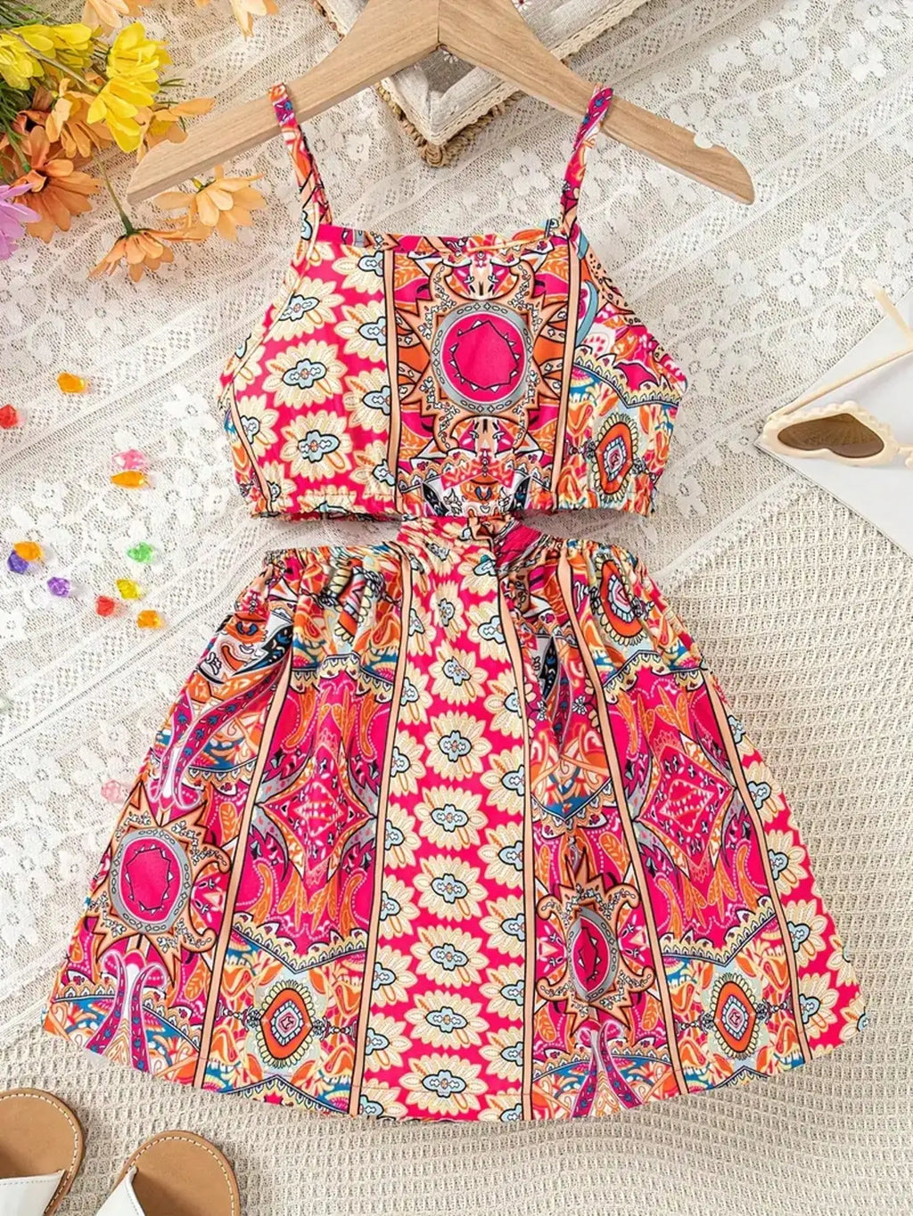 Robe fille imprimée sans manches – CLEVI Paris