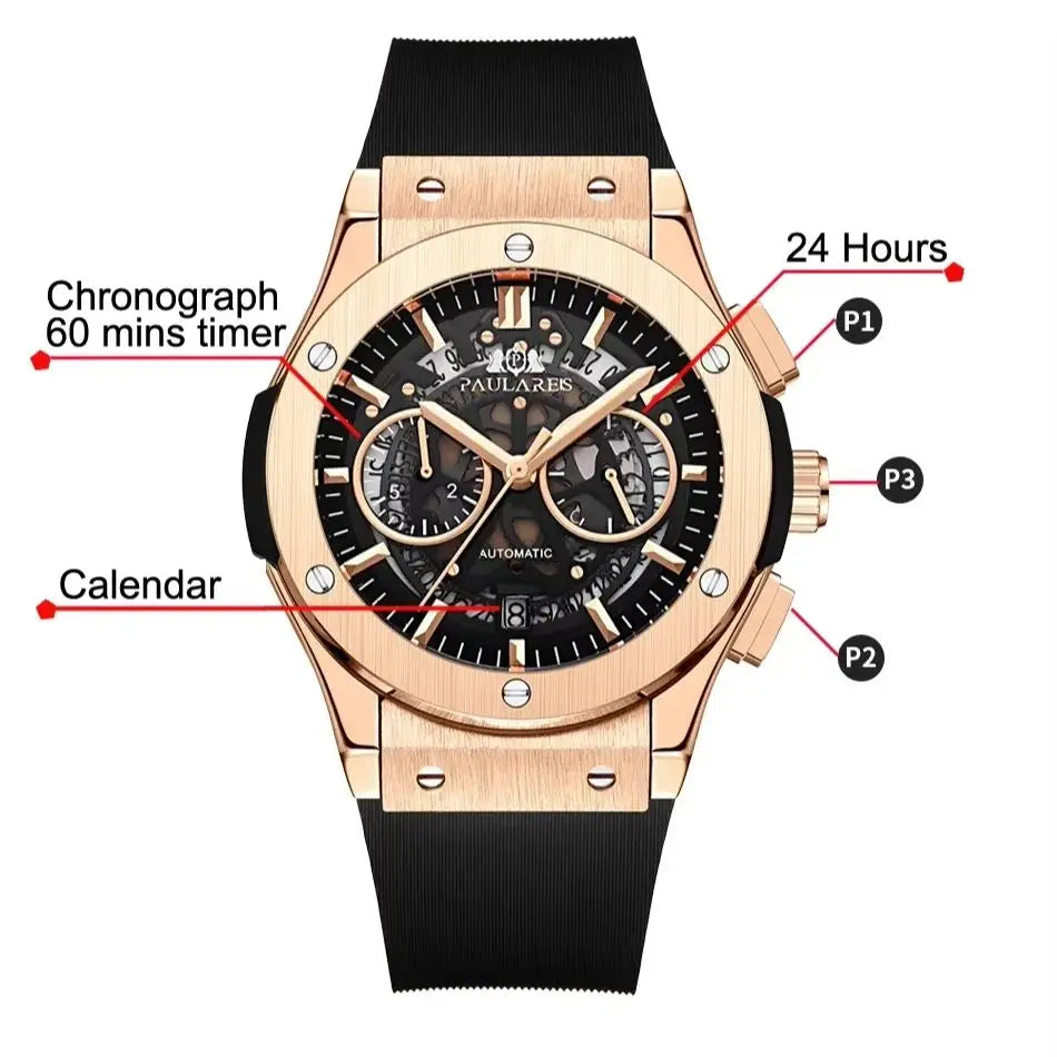 Montre Chronographe Squelette Quartz Homme – CLEVI Paris