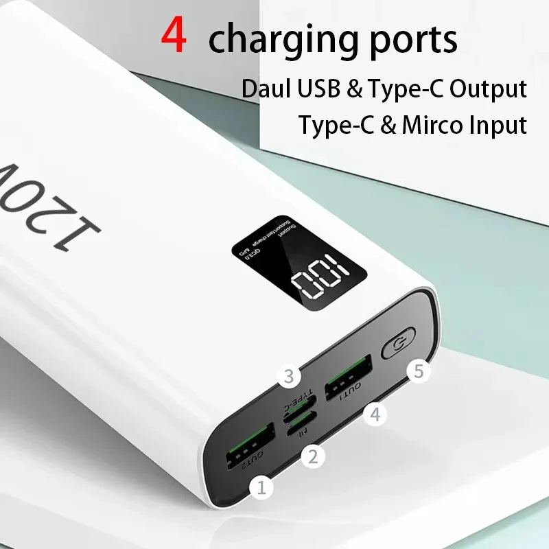 Batterie Externe Lenovo 120W Charge Rapide + Sans Fil Qi 15W Affichage LED USB-C Compact 240g – CLEVI Paris