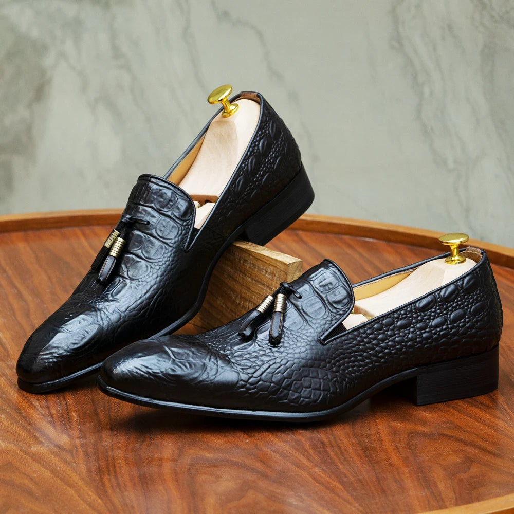 Mocassins homme à pampilles en cuir véritable – CLEVI Paris