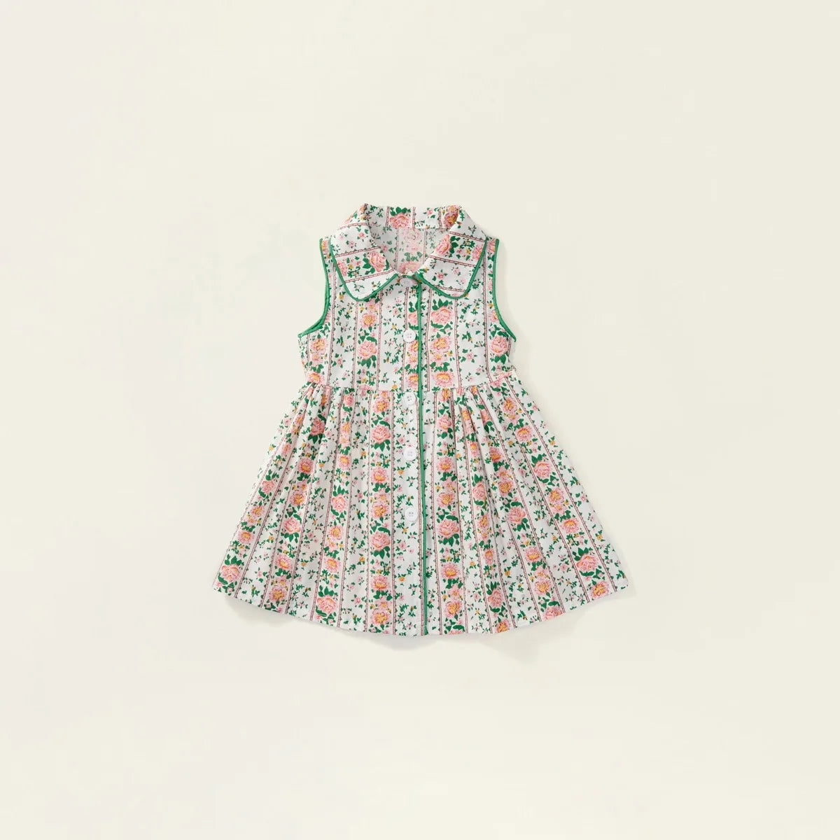 Robe fille fleurie à col rabattu – CLEVI Paris