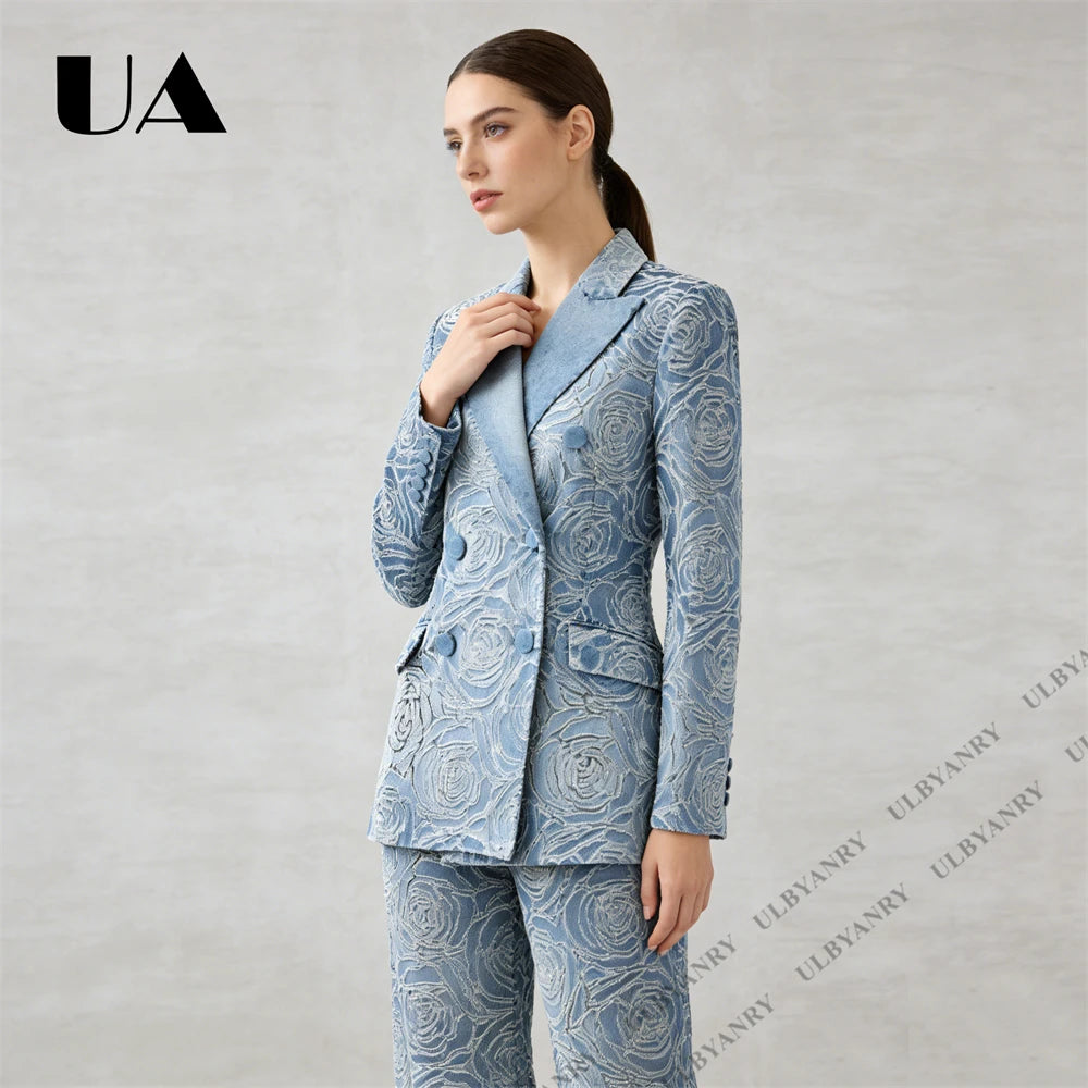 Blazer jacquard femme double boutonnage – CLEVI Paris