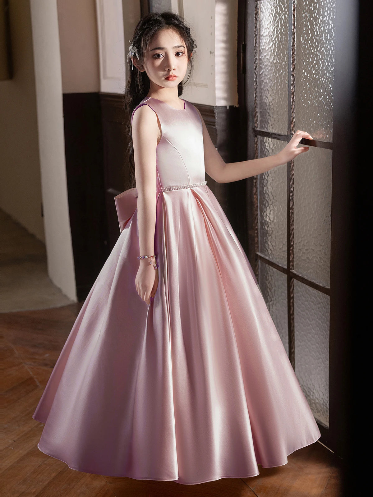 Robe cérémonie fille à grand nœud 5168 – CLEVI Paris
