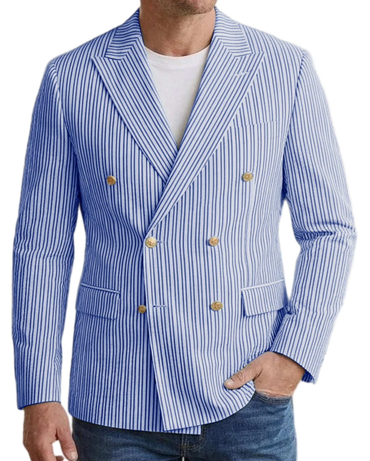 Blazer homme rayé double boutonnage – CLEVI Paris