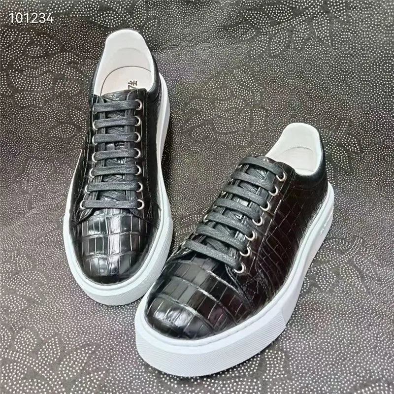 Sneakers Cuir Croco Noir Classique Homme – CLEVI Paris