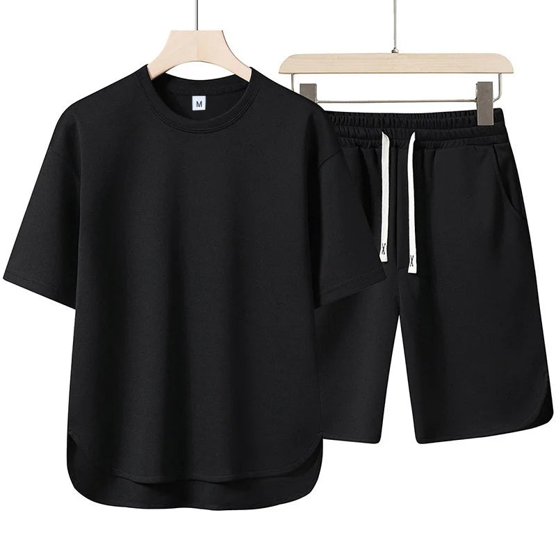 Ensemble 2 Pièces Homme T-Shirt Col Rond Manches Courtes + Short Cordon Sport Casual Été Multi-Couleurs M-XXXL – CLEVI Paris