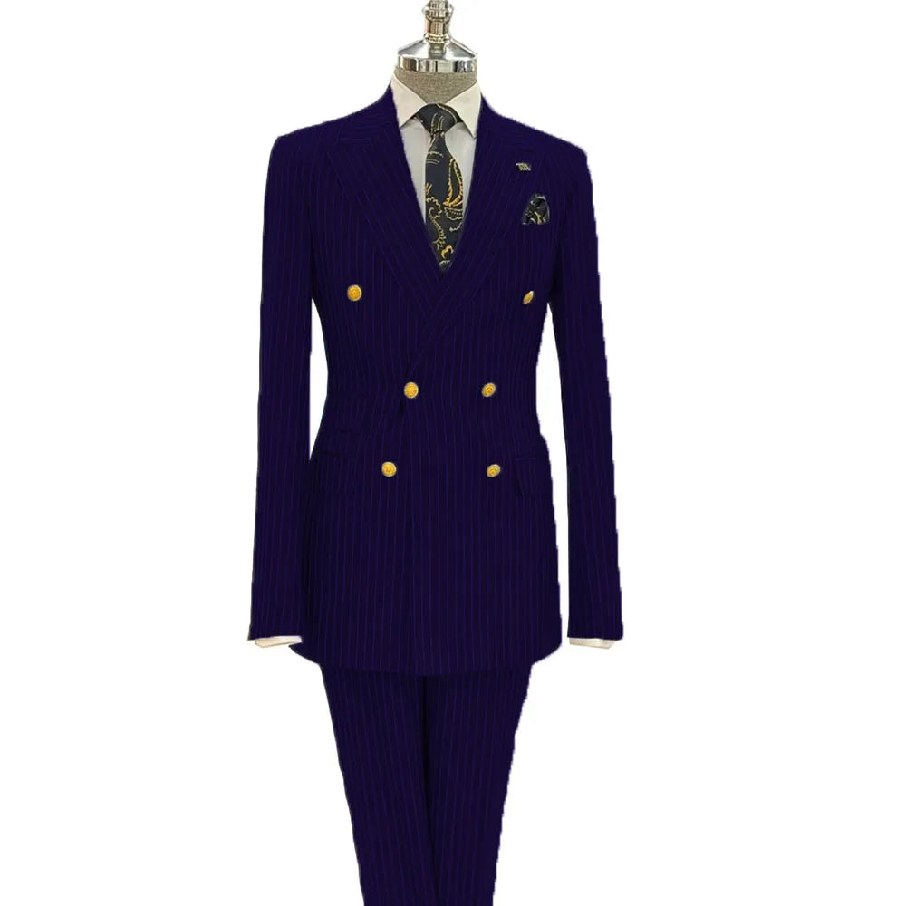 Costume homme rayé double boutonnage – CLEVI Paris