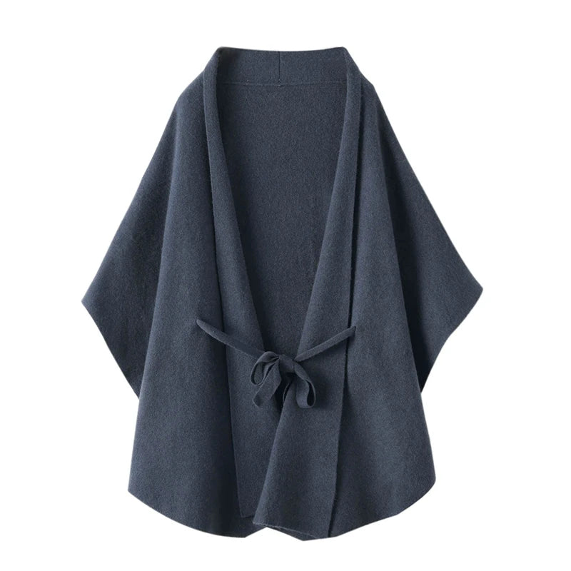 Cardigan cape femme en cachemire ceinturé – CLEVI Paris