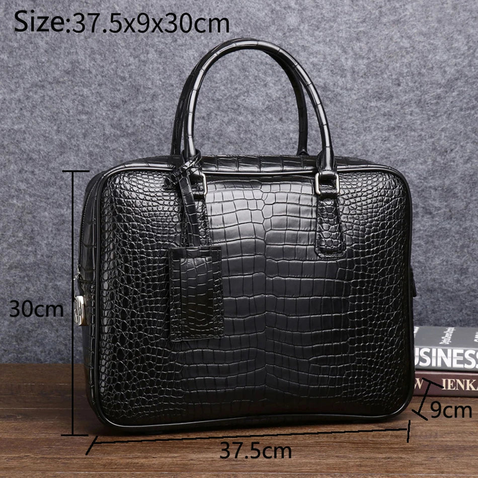 Serviette Cuir Motif Croco Noir Homme – CLEVI Paris