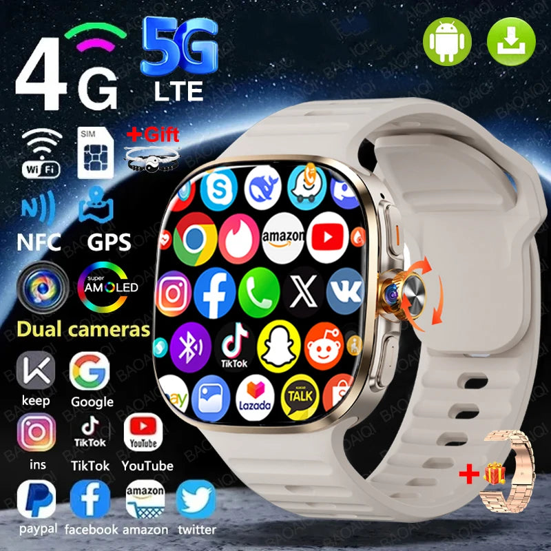 Montre 4G Android 10 AMOLED 720p GPS SIM 256Go – CLEVI Paris