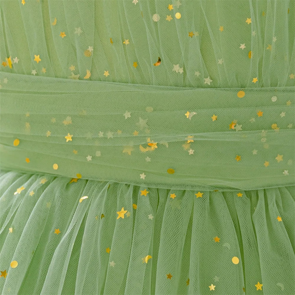 Robe fille de fête vert avocat ALP689 – CLEVI Paris