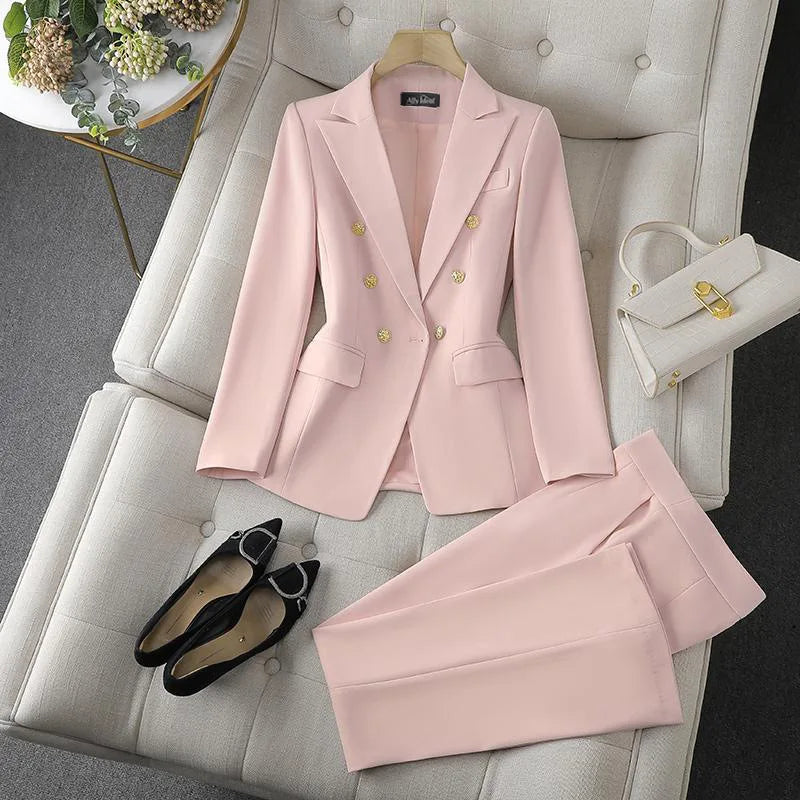 Tailleur pantalon femme double boutonnage – CLEVI Paris