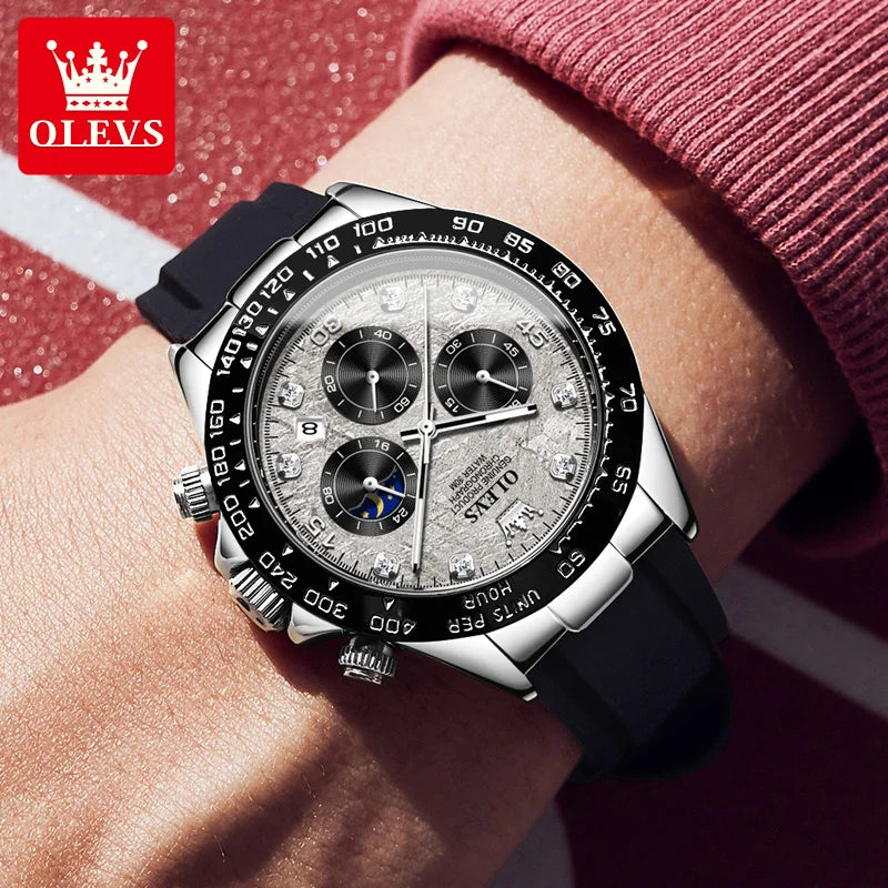 Montre Quartz Chronographe Phase de Lune OLEVS Homme – CLEVI Paris