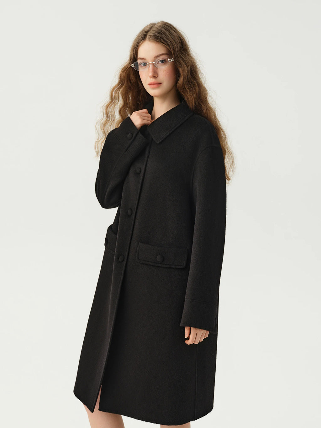 Manteau femme DUSHU laine double face trapèze – CLEVI Paris