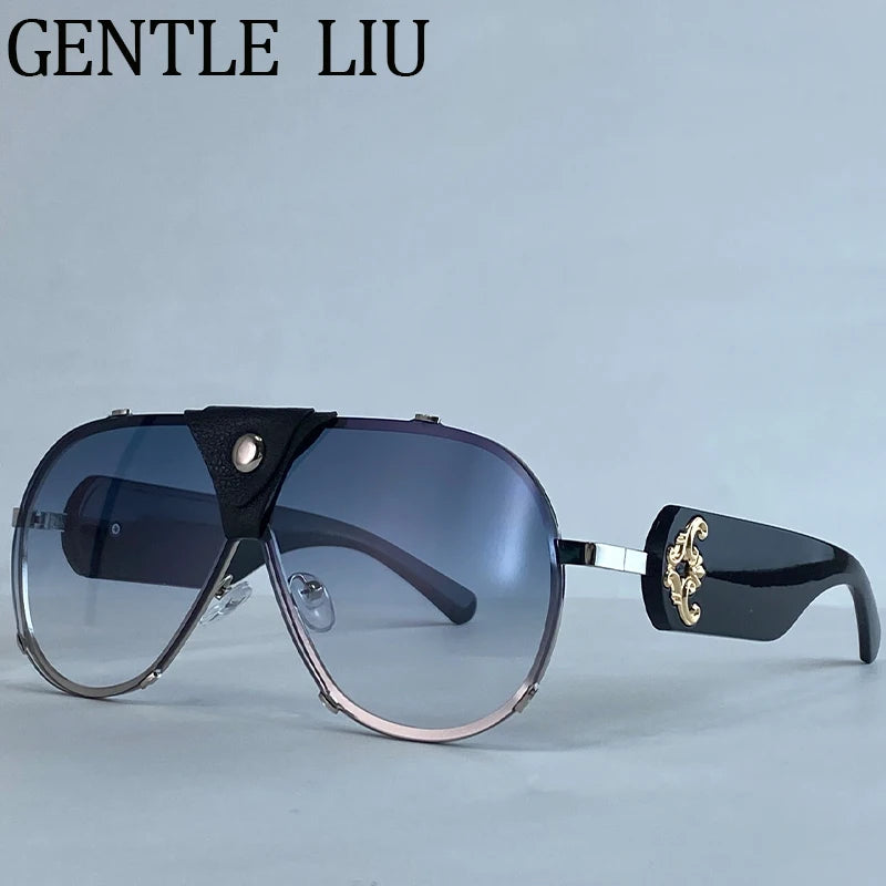 Lunettes de Soleil Oversize Steampunk Pilot Vintage | UV400 Goggle Shield Femme – CLEVI Paris