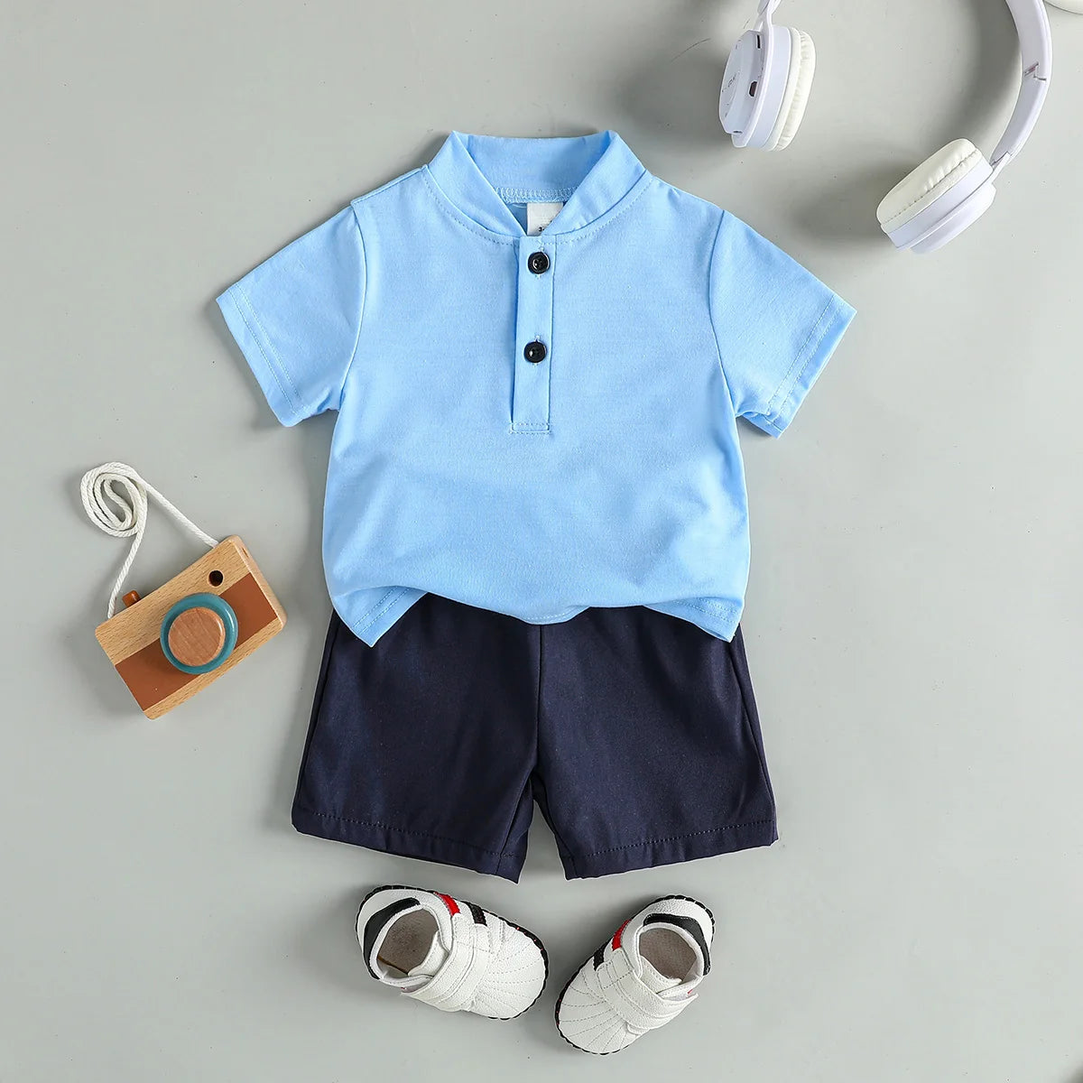 Ensemble bébé garçon T-shirt et short uni – CLEVI Paris