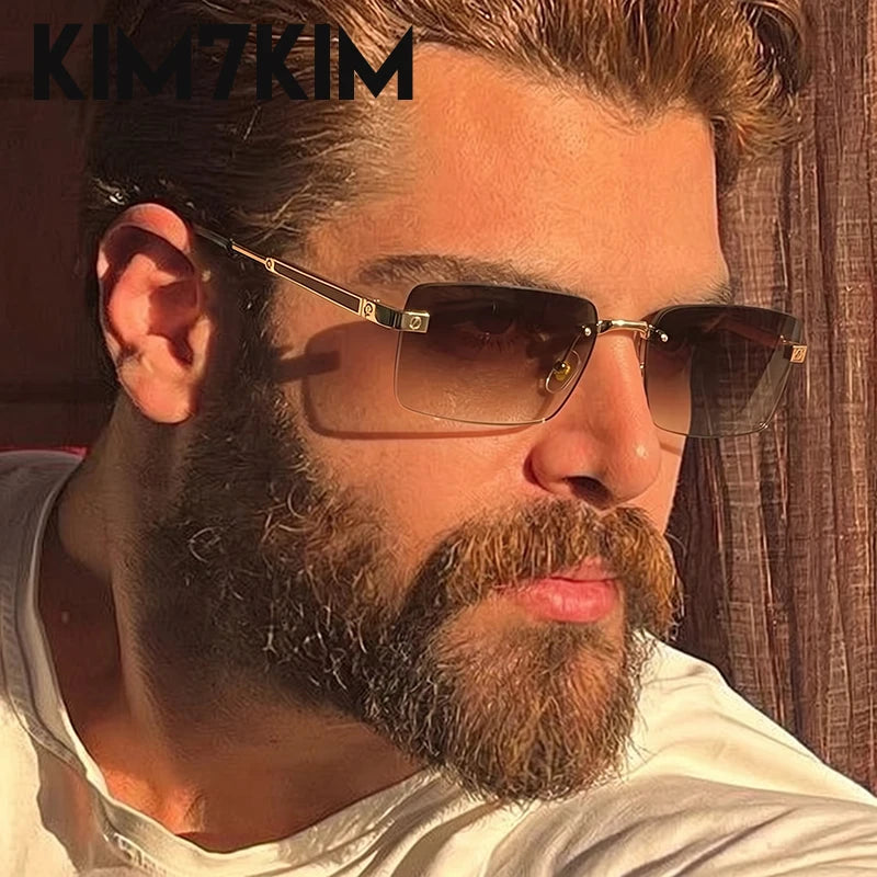 Lunettes de Soleil Rimless Rectangle Hip Hop Y2K Homme – CLEVI Paris