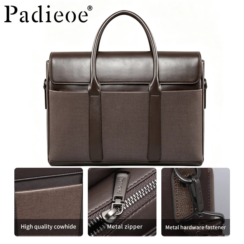 Sacoche Homme Cuir Véritable Luxe Business Style Européen Marron – CLEVI Paris