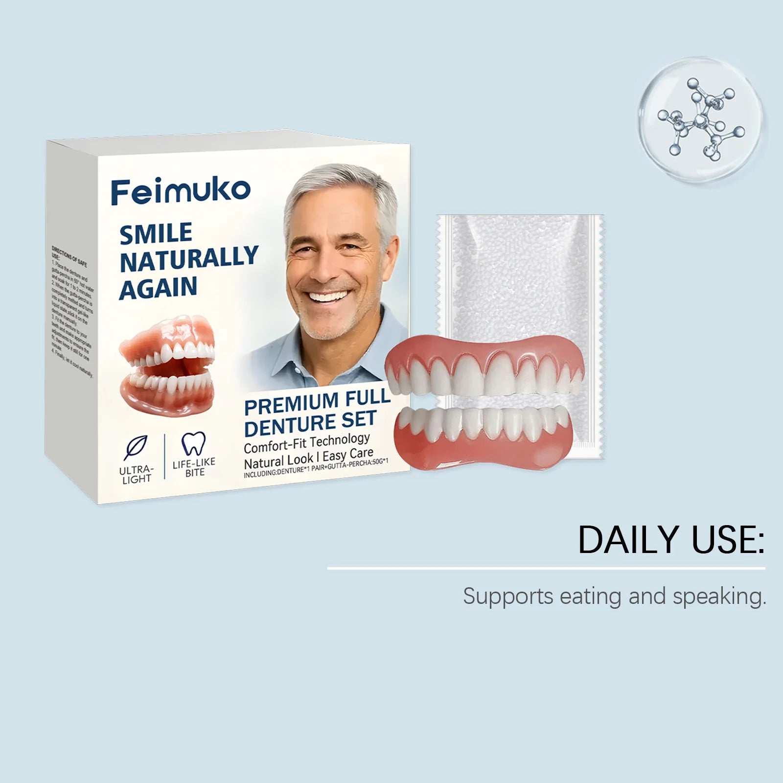 Kit Prothèse Dentaire Silicone Ajustable | Sourire Naturel & Confort | Homme & Femme – CLEVI Paris