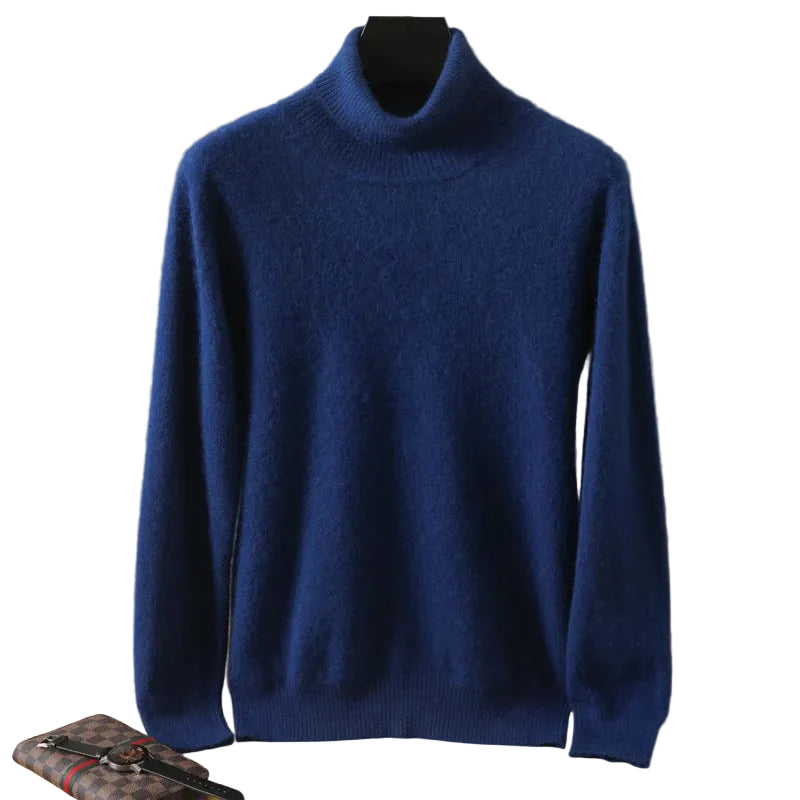 Pull homme à col roulé en maille unie – CLEVI Paris