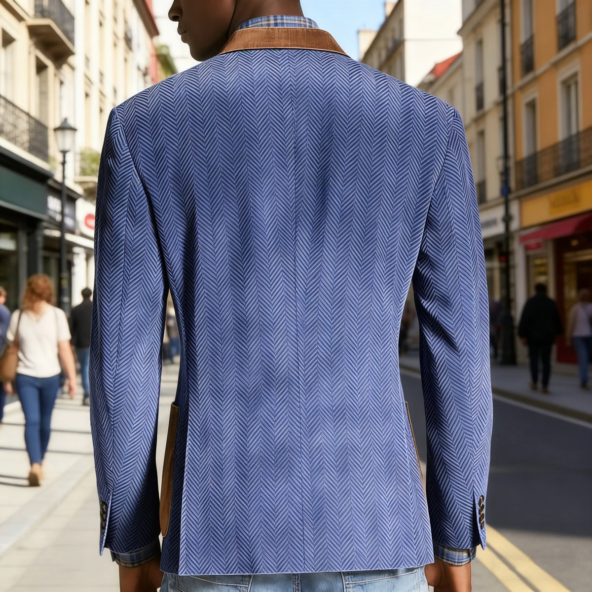 Blazer homme à chevrons avec détails façon daim – CLEVI Paris