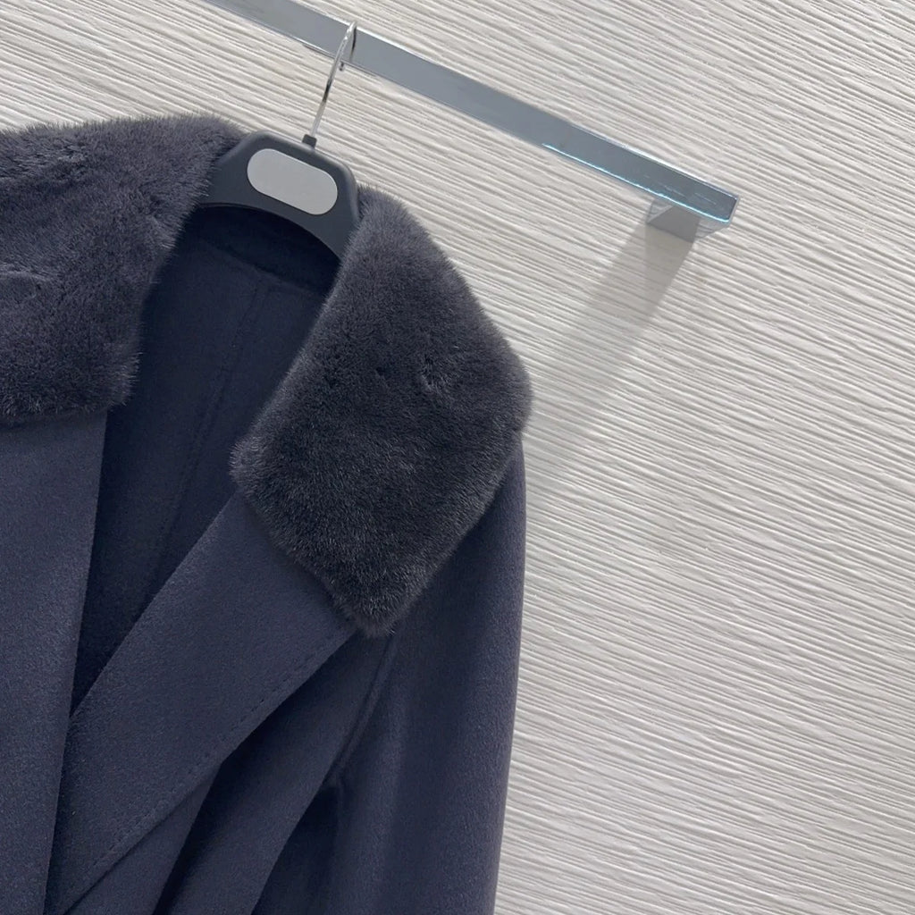 Manteau femme mi-long ceinturé à grand col – CLEVI Paris