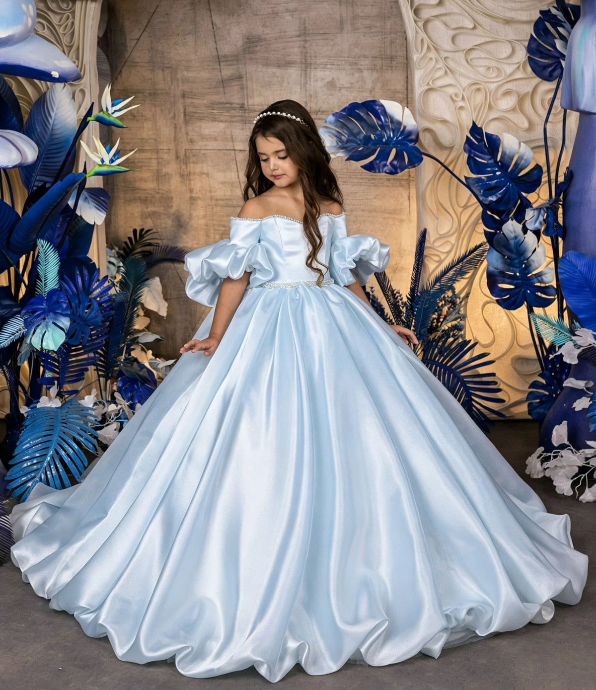 Robe cérémonie fille en satin ZHJ – CLEVI Paris