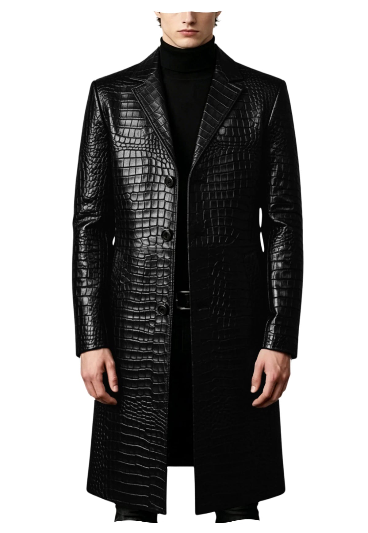 Manteau homme simili cuir motif crocodile – CLEVI Paris