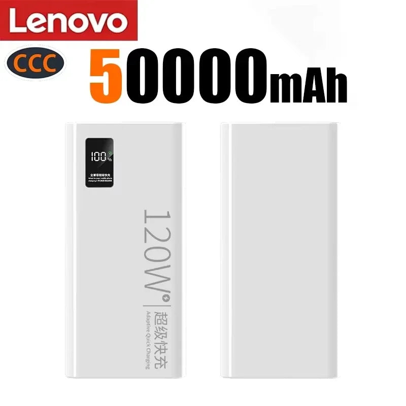 Batterie Externe Lenovo 120W Charge Rapide + Sans Fil Qi 15W Affichage LED USB-C Compact 240g – CLEVI Paris