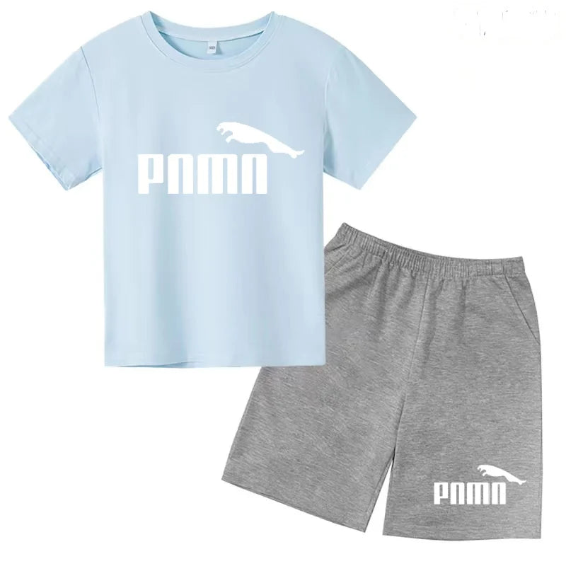 Ensemble enfant T-shirt à lettres et short uni – CLEVI Paris