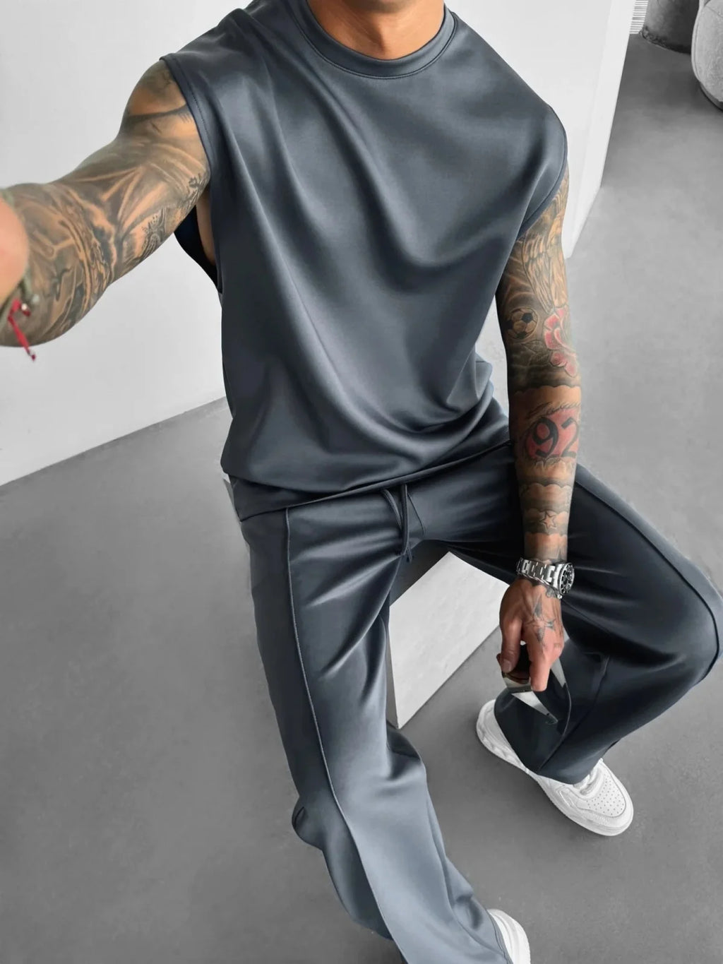 Ensemble 2 Pièces Homme Débardeur + Pantalon Sport Casual Été S-XXL – CLEVI Paris