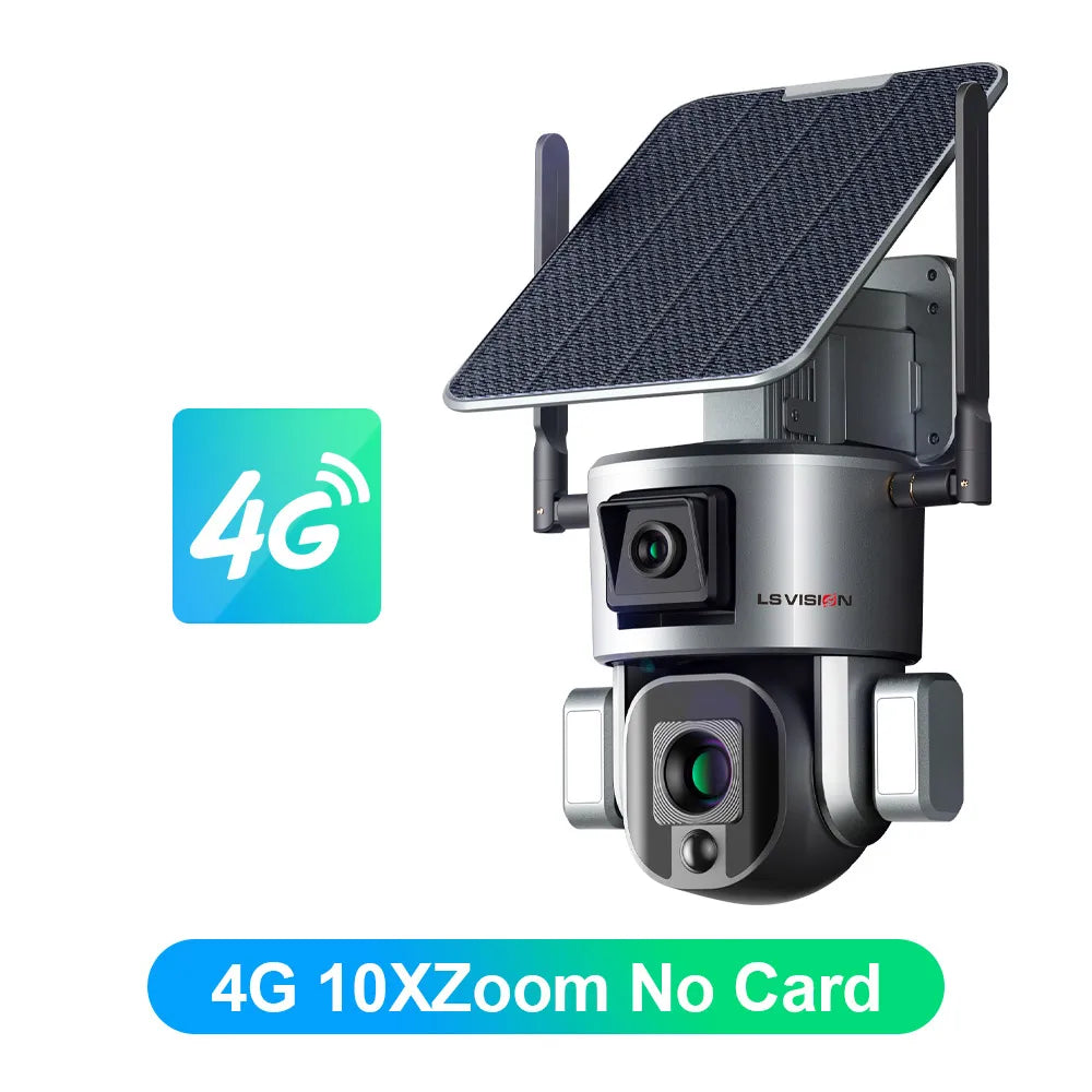 Caméra Solaire LS VISION 4K Double Objectif Zoom 20x 4G/Wi-Fi Suivi IA Vision Nocturne Couleur IP66 – CLEVI Paris