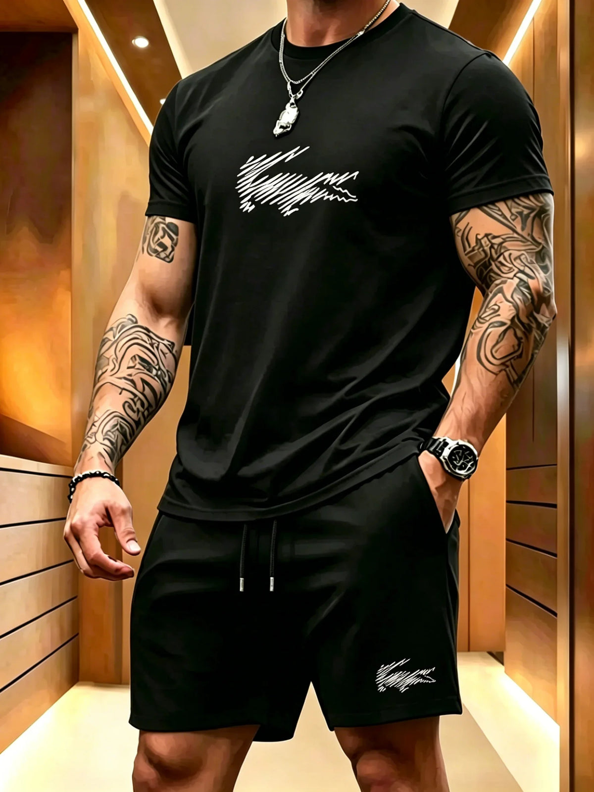 Ensemble sport homme t-shirt et short – CLEVI Paris