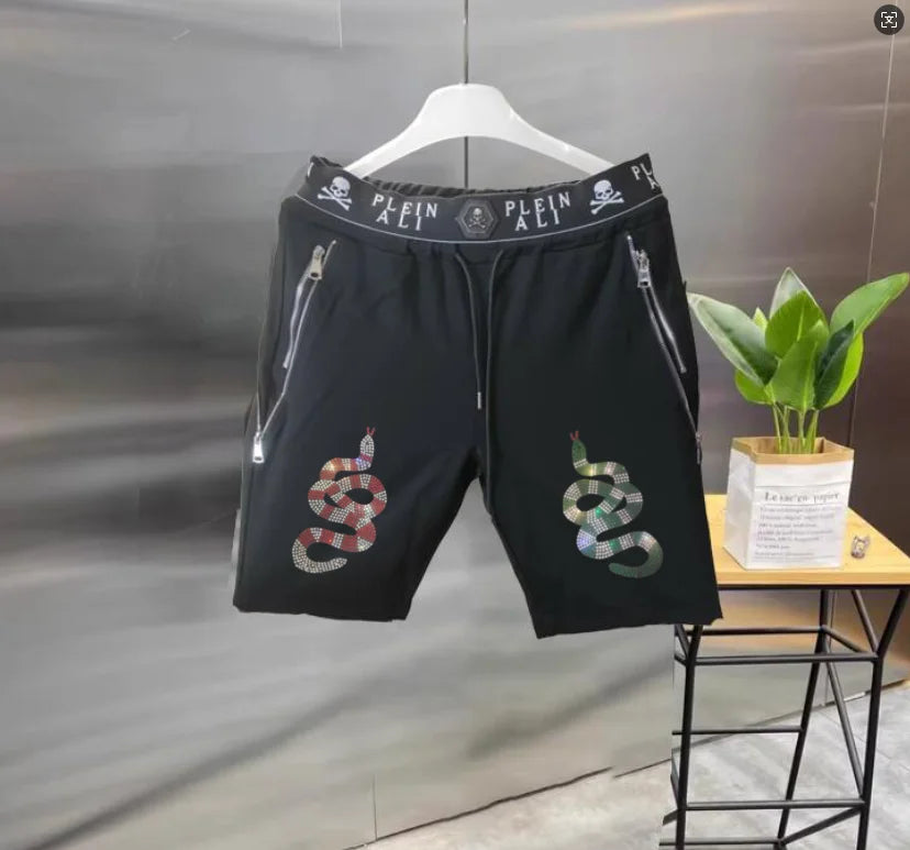 Short Homme Casual Strass Luxe PLEIN ALI – Hip Hop Coupe Ample Cordon – 27 Coloris, S à XXXL – CLEVI Paris