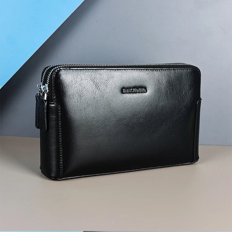 Pochette Clutch Cuir Véritable Homme Double Zip DIYA – CLEVI Paris