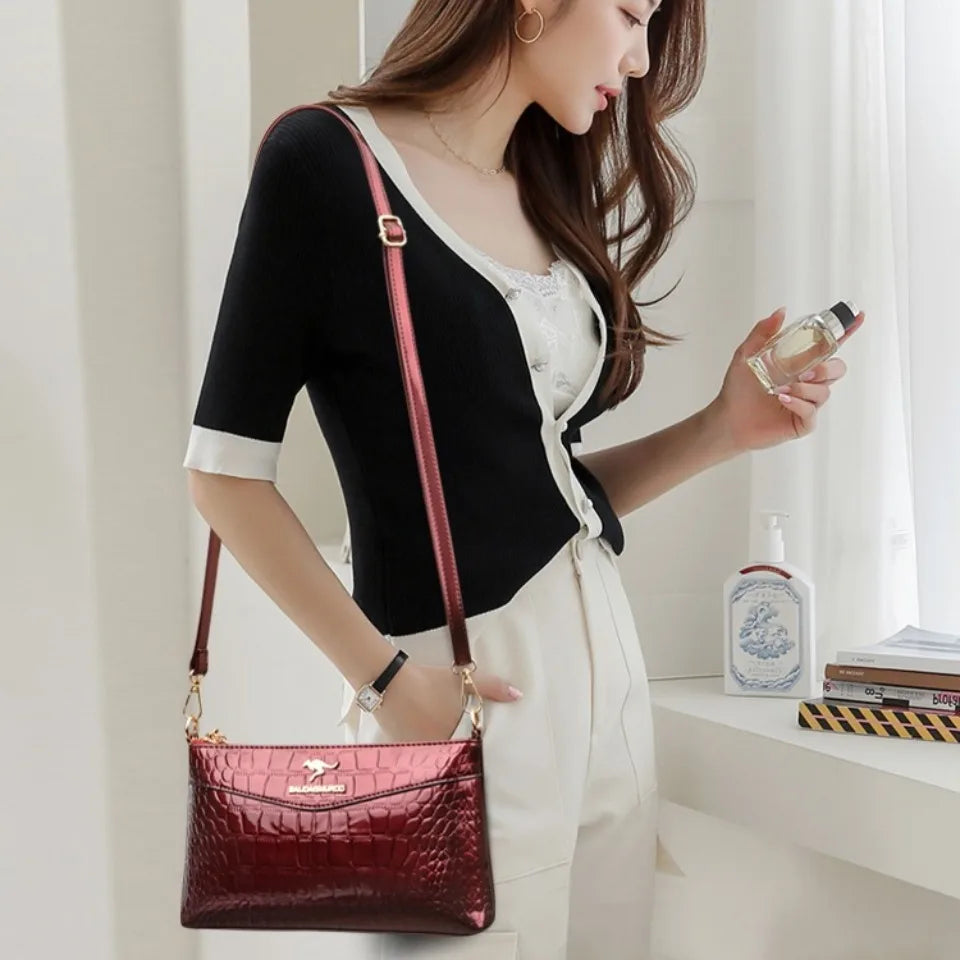 Sac Bandoulière Femme Cuir Verni Motif Croco – CLEVI Paris