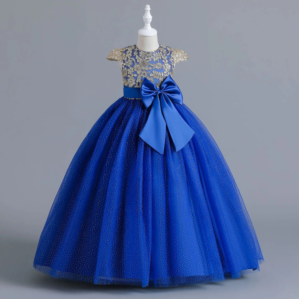 Robe longue de cérémonie fille avec nœud – CLEVI Paris