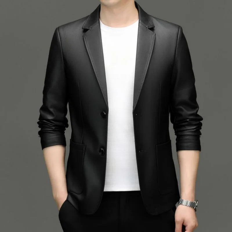 Veste homme en cuir de mouton à boutons – CLEVI Paris
