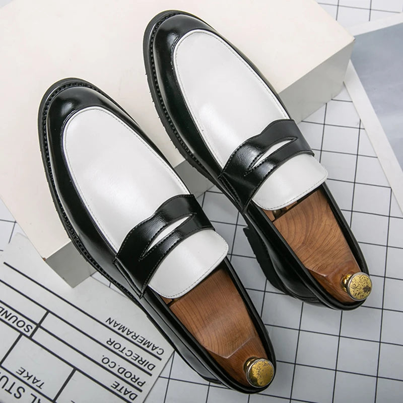 Loafers Homme Bicolores PU Slip-On Semelle Caoutchouc – CLEVI Paris