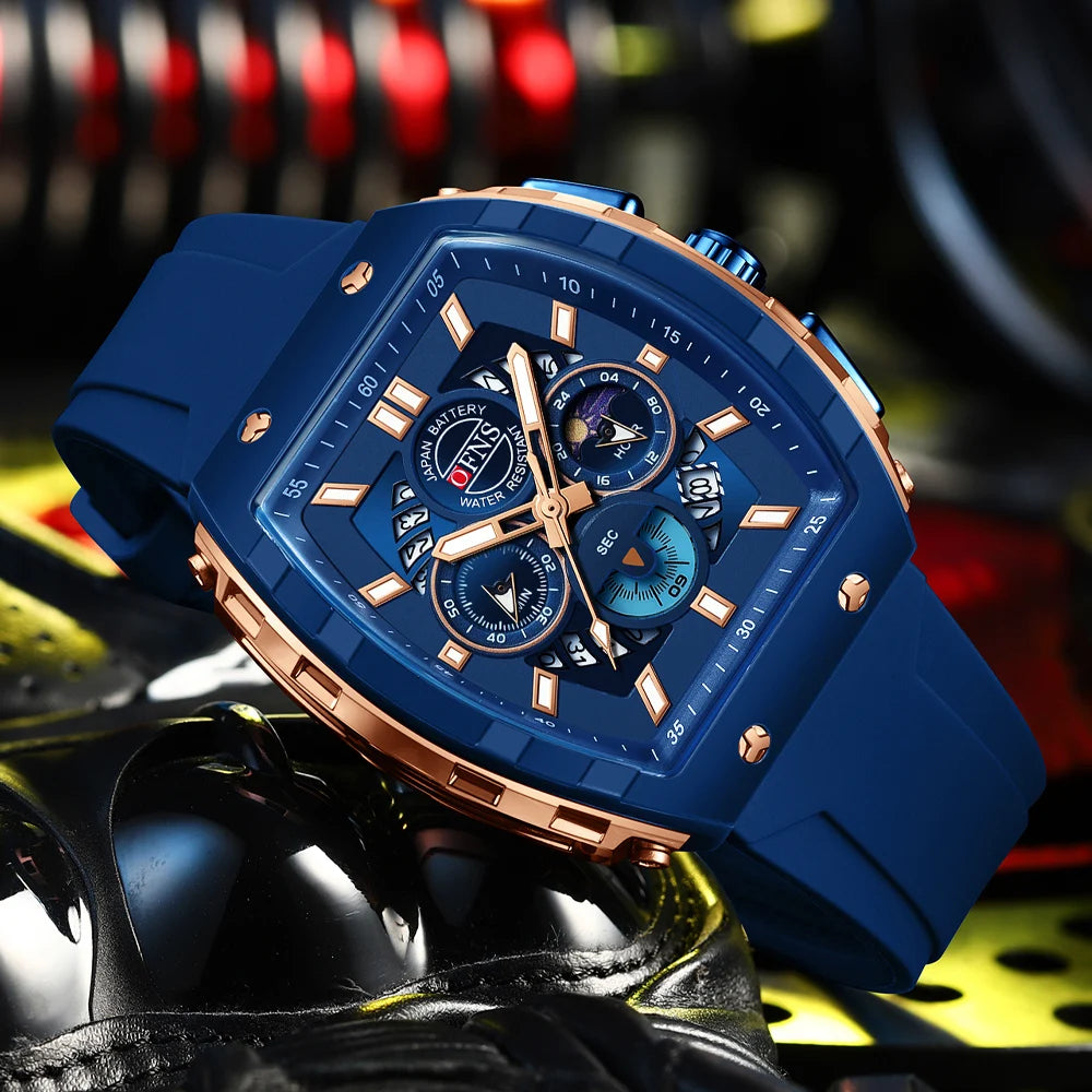 OFNS 1203 Montre Homme Quartz Chronographe Silicone Lumineux Sport – CLEVI Paris