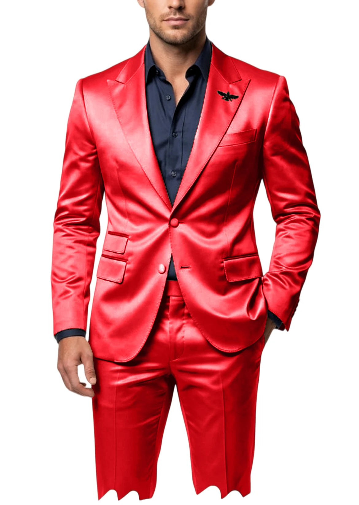 Costume homme 2 pièces en satin – CLEVI Paris