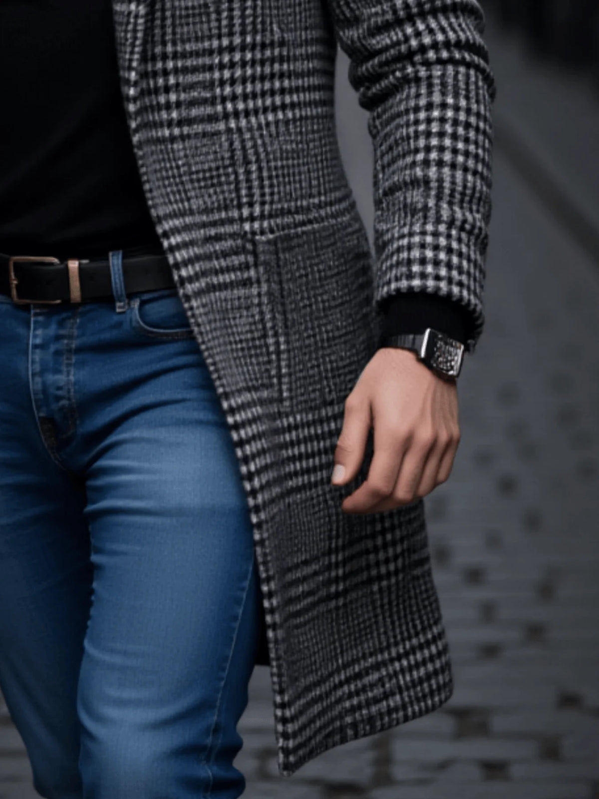 Trench-Coat Pied-de-Poule Homme Hiver – CLEVI Paris