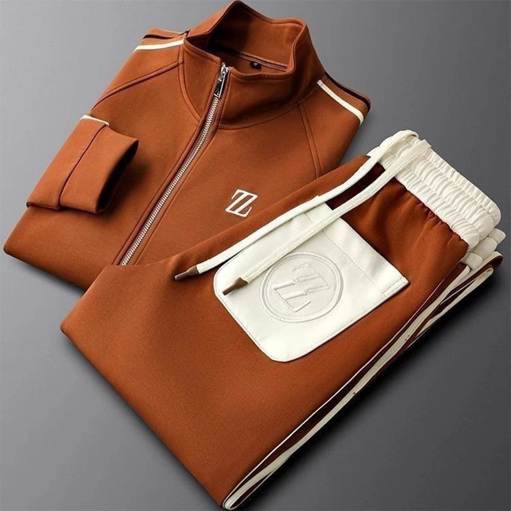Ensemble Sport Homme Automne – Veste Col Montant Zippé Manches Longues + Pantalon Droit Cordon – 4 Coloris, M à 4XL – CLEVI Paris