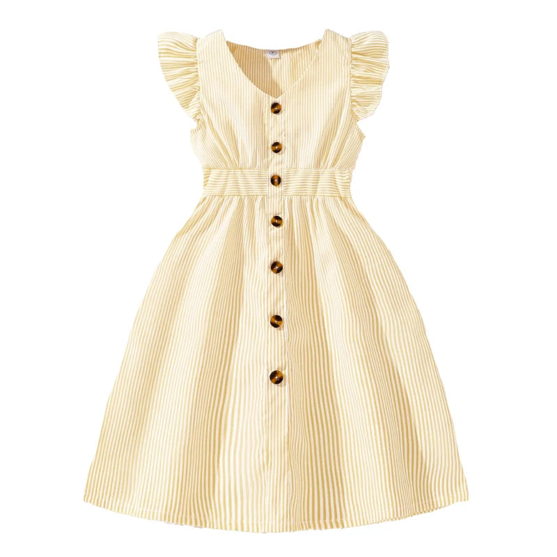Robe fille sans manches à col V – CLEVI Paris