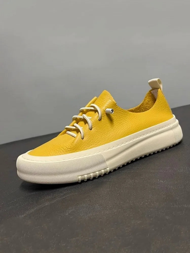 Sneakers Basses Homme Cuir Véritable Slip-On Plateforme – CLEVI Paris