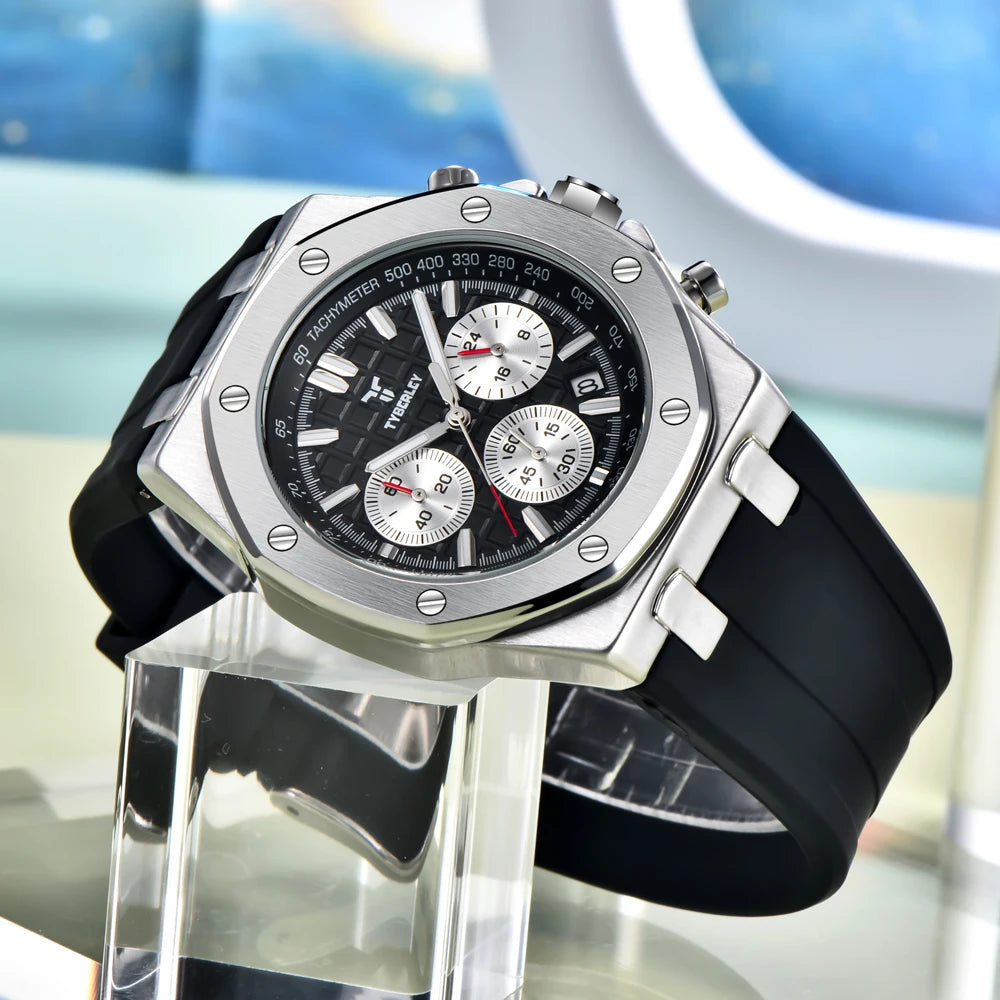 Montre Quartz Chronographe TYBERLEY Homme Silicone Grille – CLEVI Paris