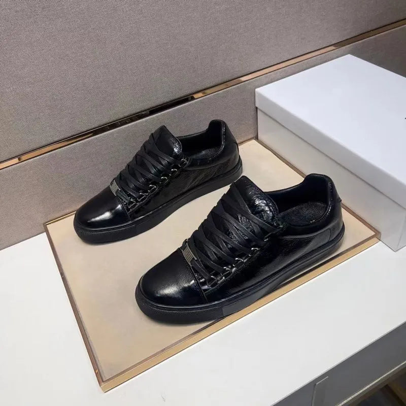 Sneakers Basses Cuir Véritable Boucle Cristal Homme EU 38-47 – CLEVI Paris